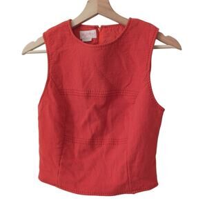 Byblos Top Womens Sleeveless Crop Red 44‎ (Small) Made in Italy Wool Blend